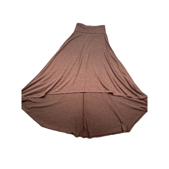 Brown Maxi Skirt Medium (6-8) Jersey Knit High Low Hem USA Capsule Basic Boho‎ - Picture 2 of 13